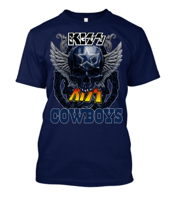 KISS Dallas Cowboys Skull With Star And Wings T-Shirt