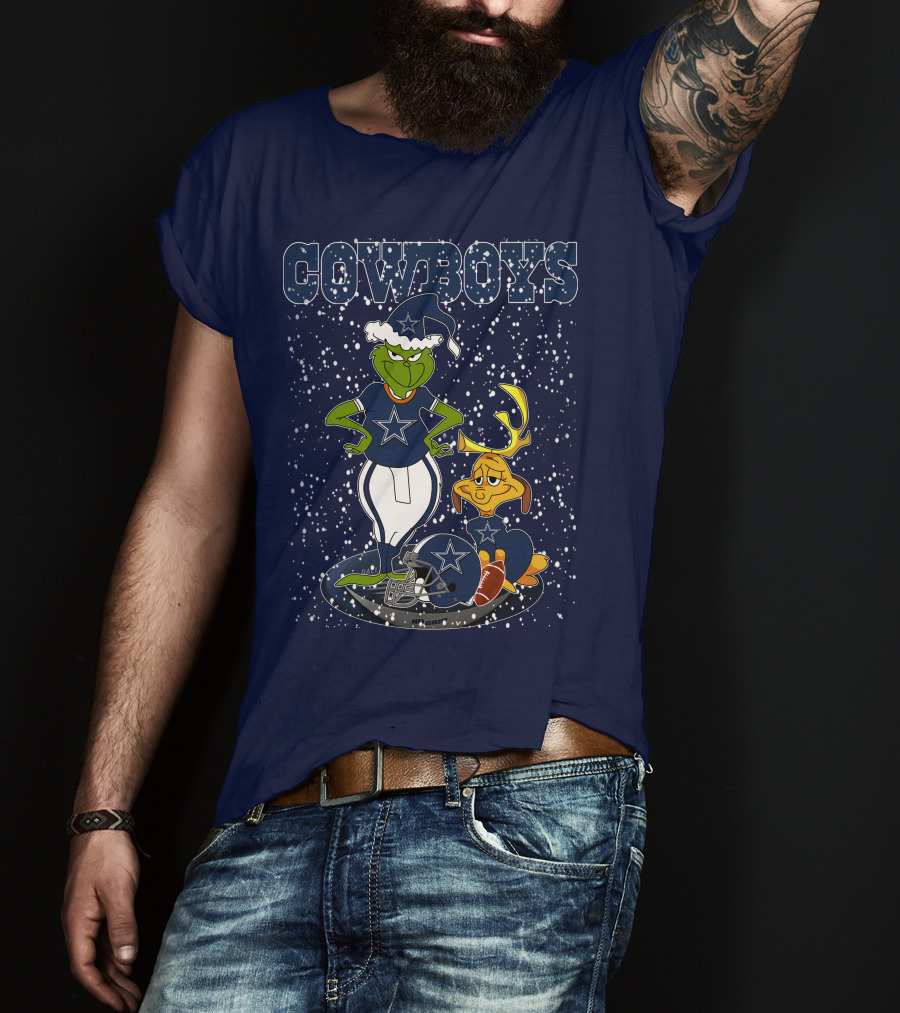 Grinchxmas Cowboys Football Holiday Mashup T-Shirt