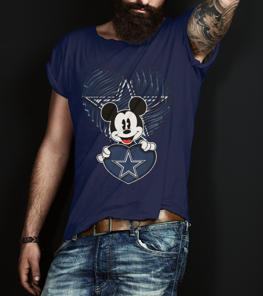 Mick Mouse Heart Star Dallas Cowboys T-Shirt