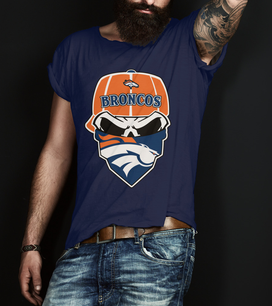 Broncos Skull Bandana Cap Logo Denver Broncos T-Shirt