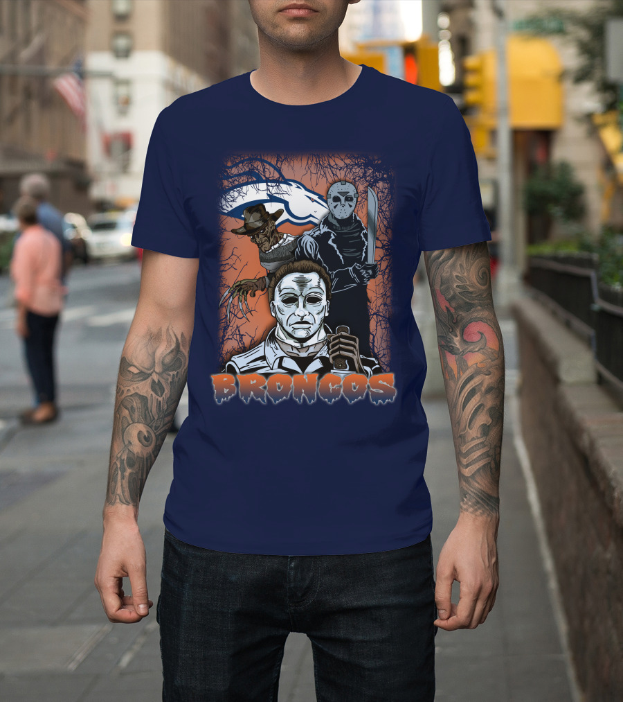 Broncos Horror Icons Halloween Denver T-Shirt