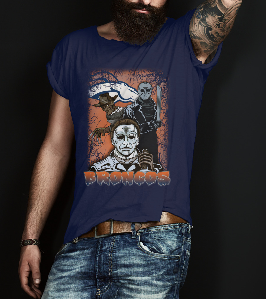 Broncos Horror Icons Halloween Denver T-Shirt