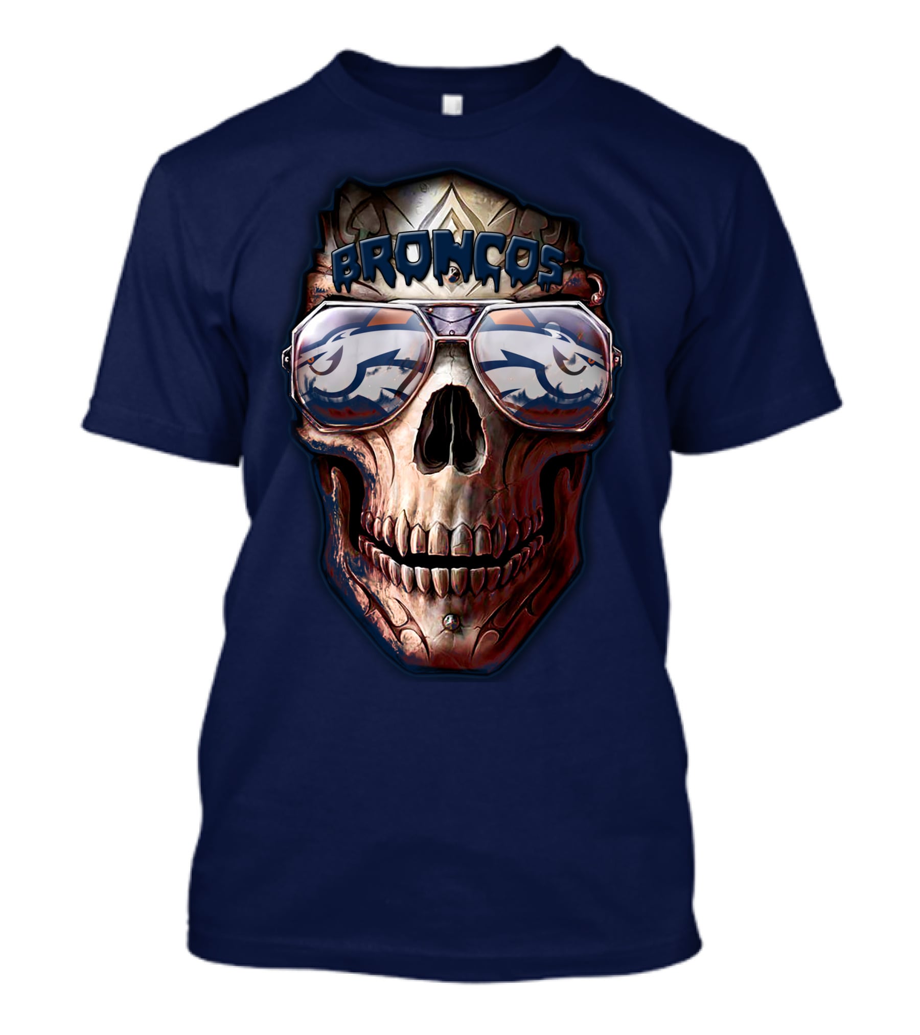 Broncos Skull Sunglasses Denver Broncos Fans 52 T-Shirt