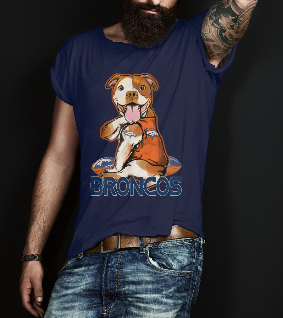 Pittbull Broncos Denver Football Puppy T-Shirt