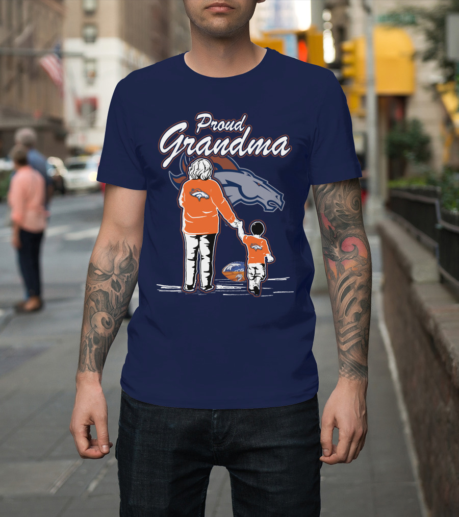 Proud Grandma Denver Broncos Family Football Fan Wears Team Logo T-Shirt