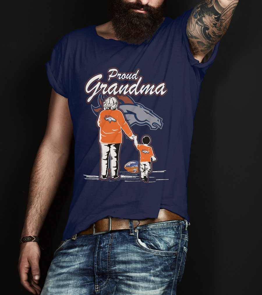 Proud Grandma Denver Broncos Family Football Fan Wears Team Logo T-Shirt