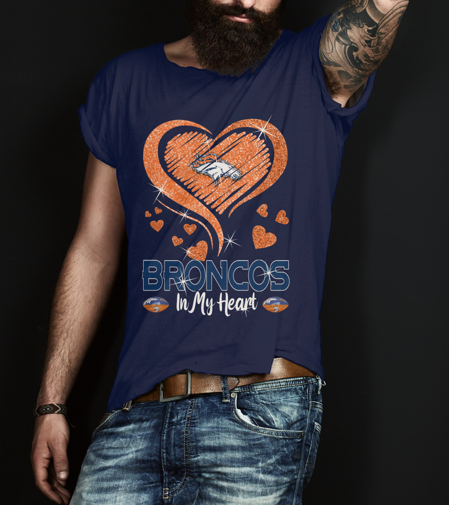 Broncos In My Heart Denver Broncos Love Heart T-Shirt
