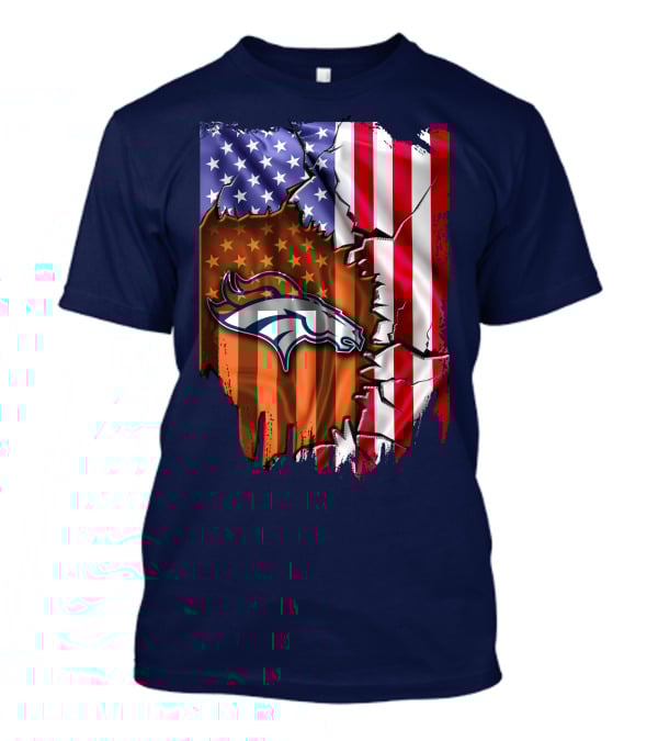 Flag V2 Denver Broncos American Flag Rip Style T-Shirt
