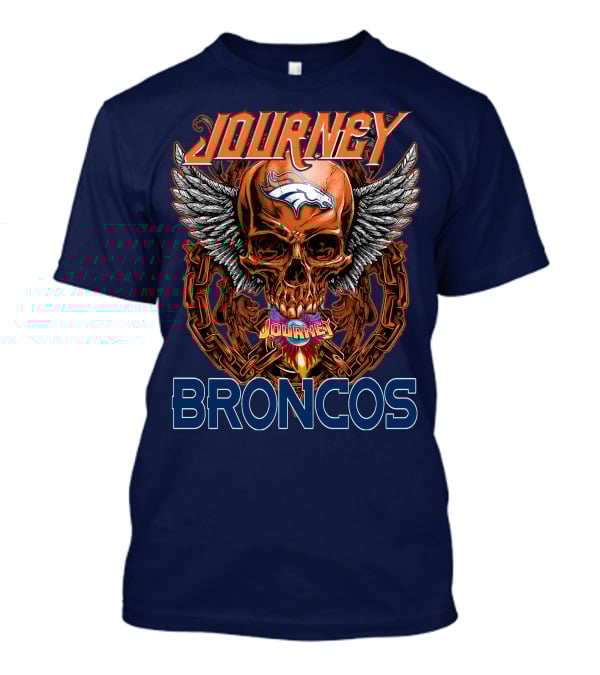 Journey Denver Broncos Skull With Wings And Chains T-Shirt