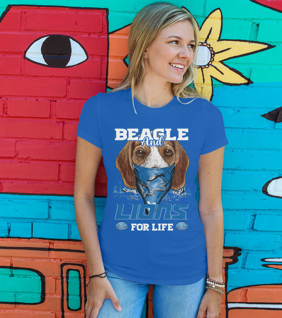 Beagle And Lions For Life Detroit Lions T-Shirt