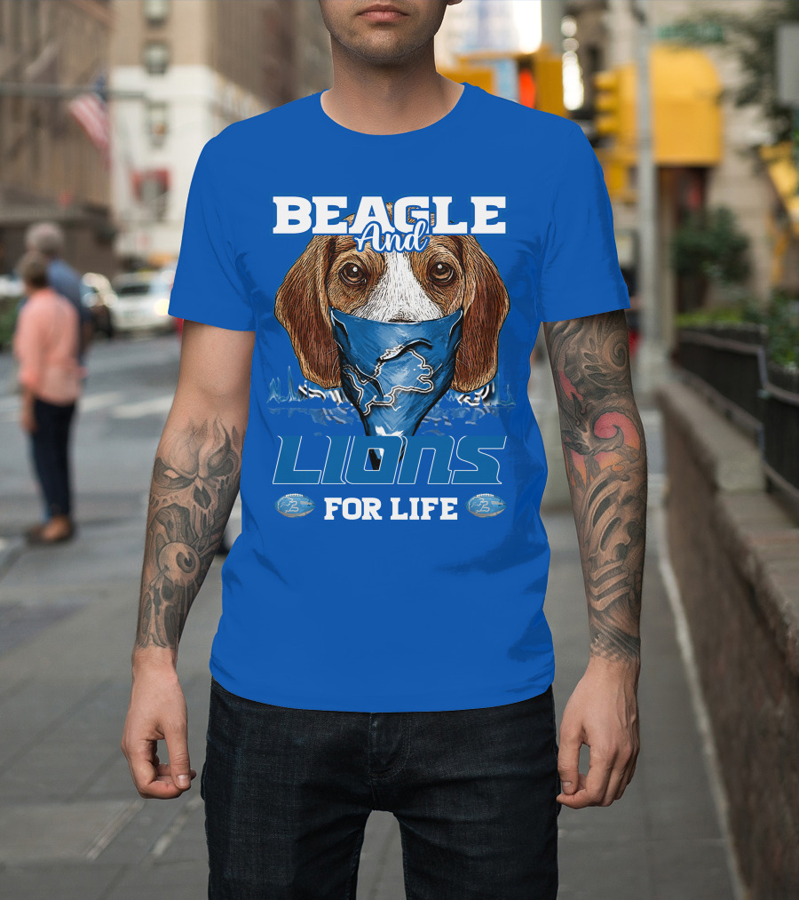 Beagle And Lions For Life Detroit Lions T-Shirt