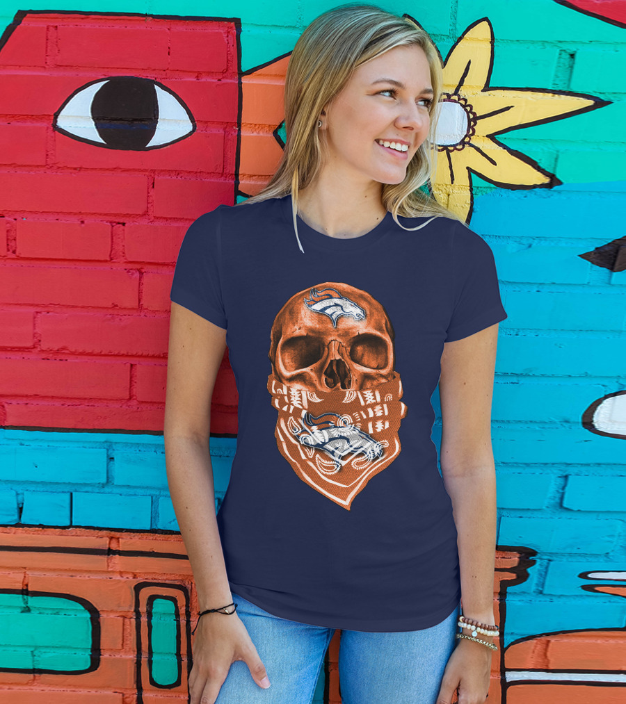 Denver Broncos Skull Bandana T-Shirt