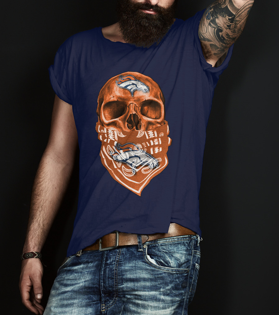 Denver Broncos Skull Bandana T-Shirt