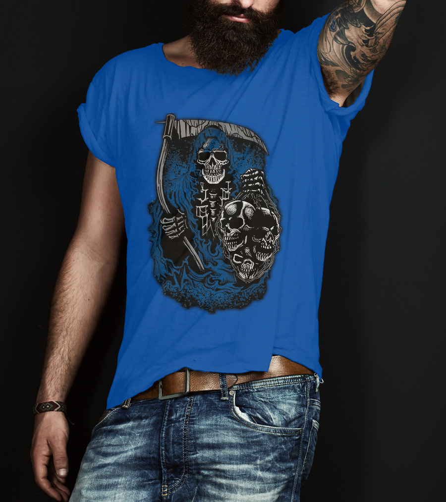Detroit Lions Grim Reaper Skulls T-Shirt