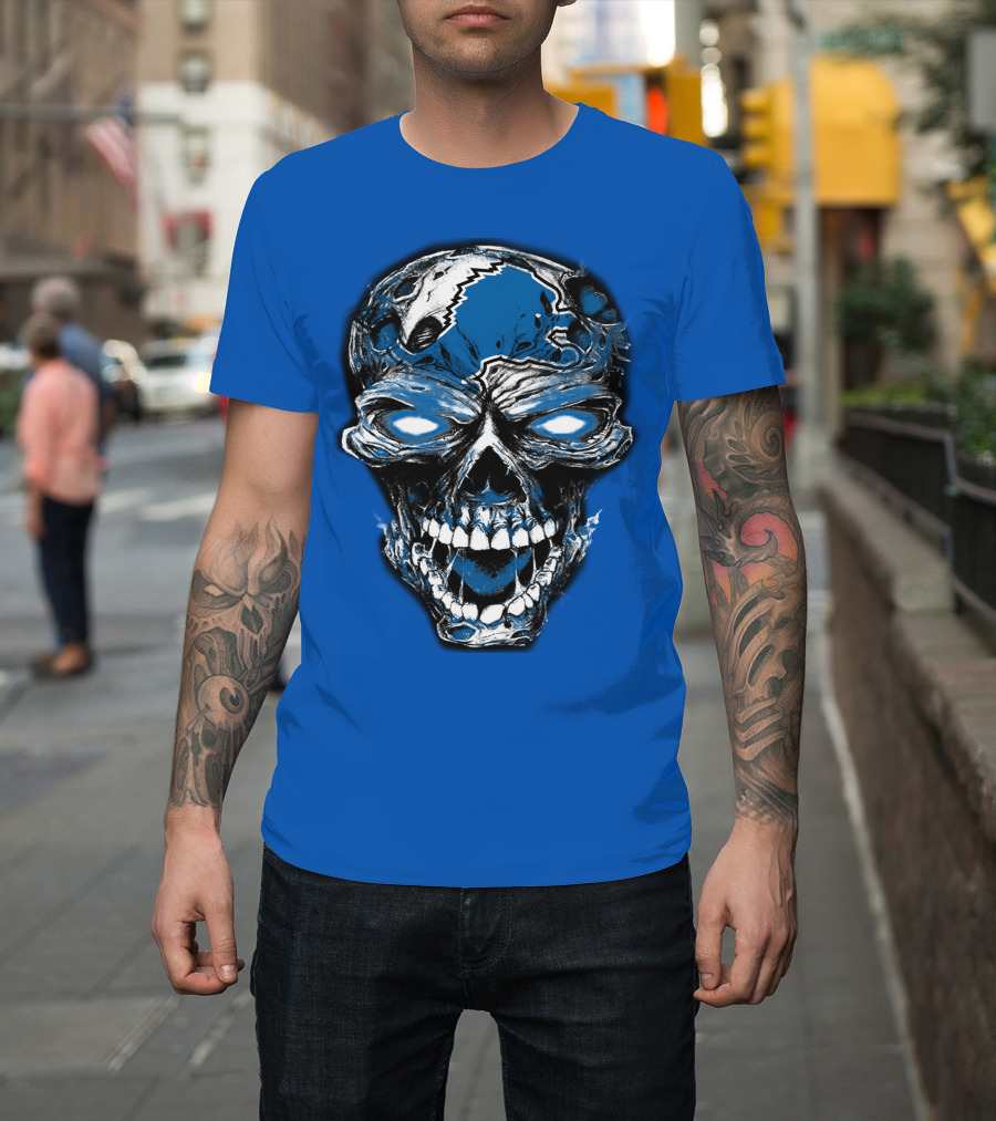 Detroit Lions 59 Skull Blue Roar T-Shirt