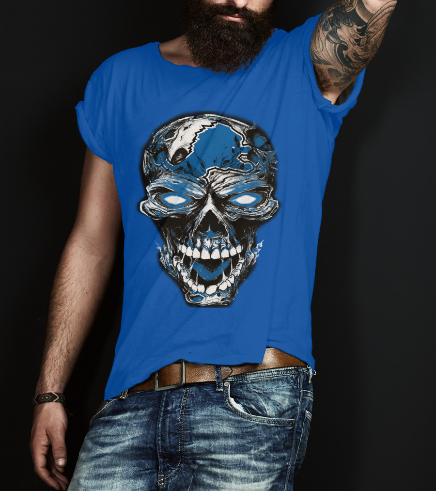 Detroit Lions 59 Skull Blue Roar T-Shirt
