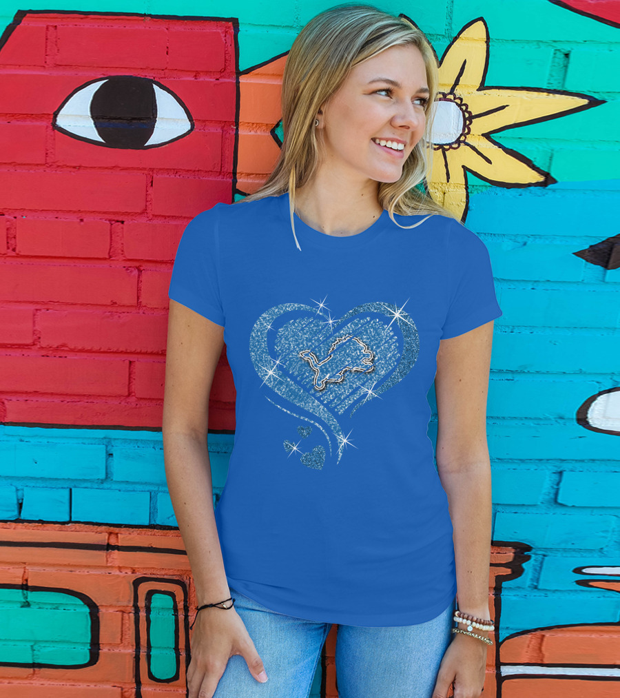 Heart Diamond Detroit Lions Sparkling T-Shirt