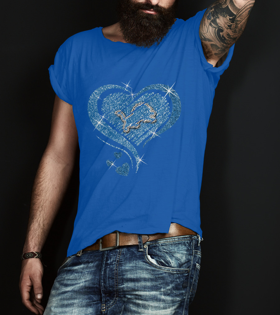 Heart Diamond Detroit Lions Sparkling T-Shirt