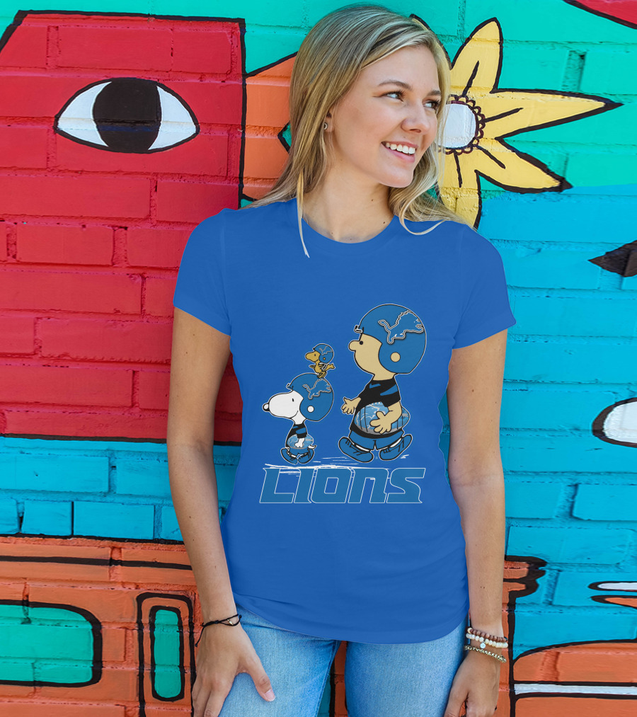 Snpfootball DETROIT LIONS Peanuts Helmet Blue T-Shirt