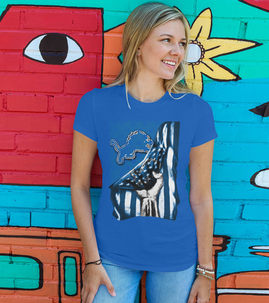 Flag Detroit Lions Stars Hand Lion T-Shirt