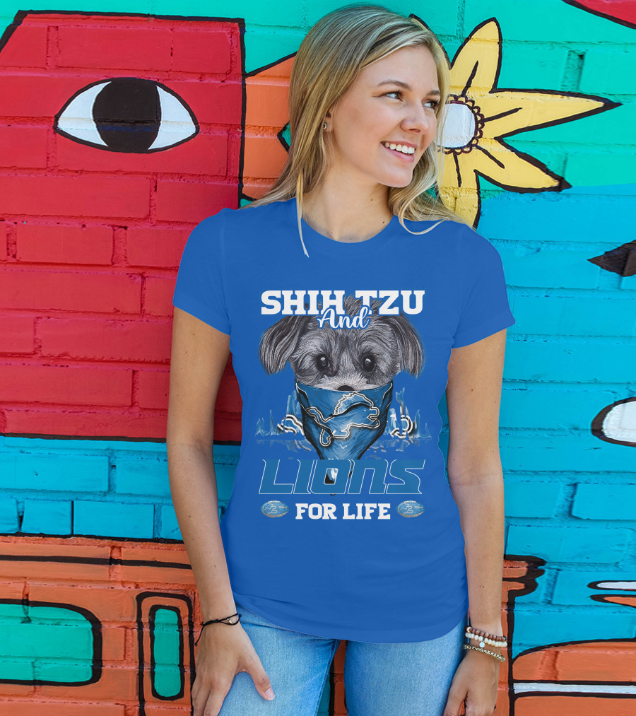 Shih Tzu And Lions For Life Detroit Lions T-Shirt