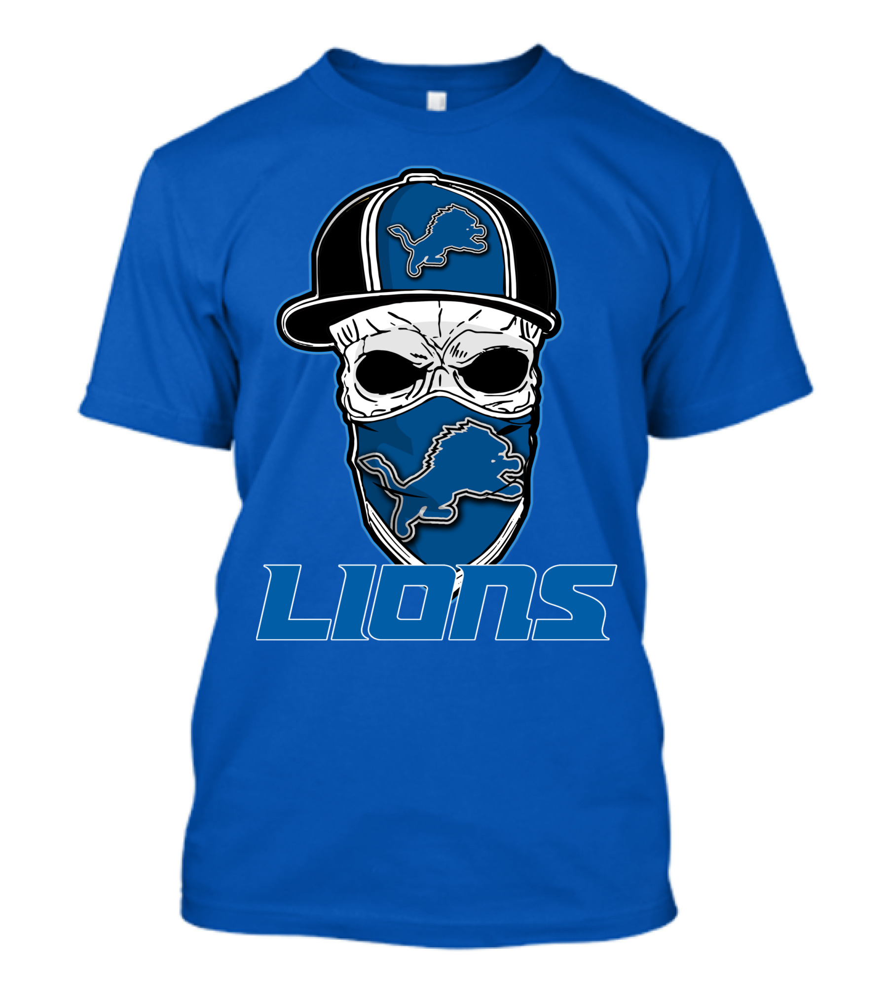 Detroit Lions Skull Hat Face Cover LIONS T-Shirt