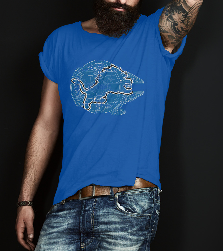 Detroit Lions Millennium Falcon Football Crossover T-Shirt