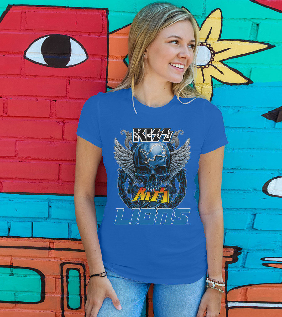 KISS Detroit Lions Skull Wings T-Shirt