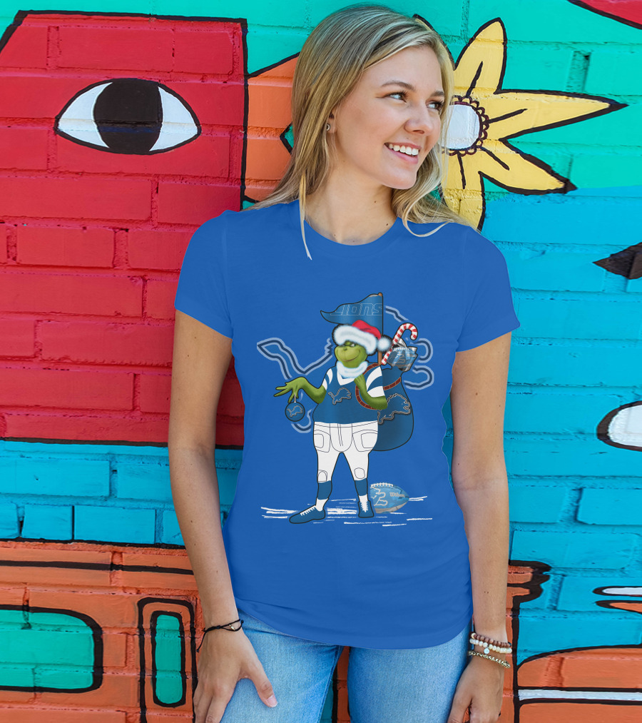 Grinchxmas Detroit Lions Holiday Football T-Shirt