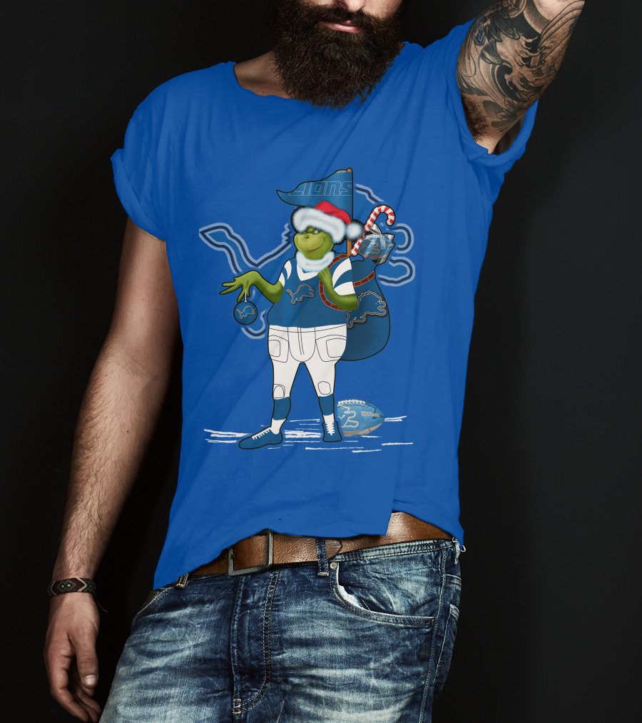 Grinchxmas Detroit Lions Holiday Football T-Shirt
