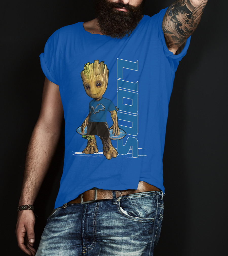 Groot Detroit Lions NFL Team Groot T-Shirt