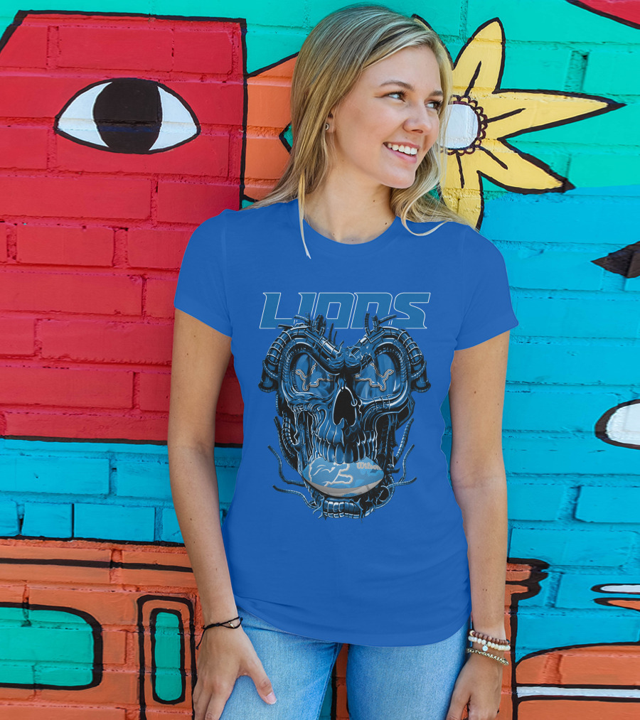 DETROIT LIONS Dragonskull Football Fusion T-Shirt
