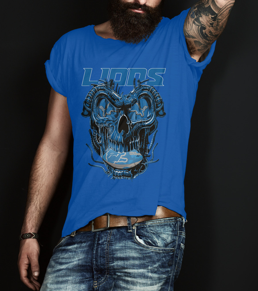 DETROIT LIONS Dragonskull Football Fusion T-Shirt