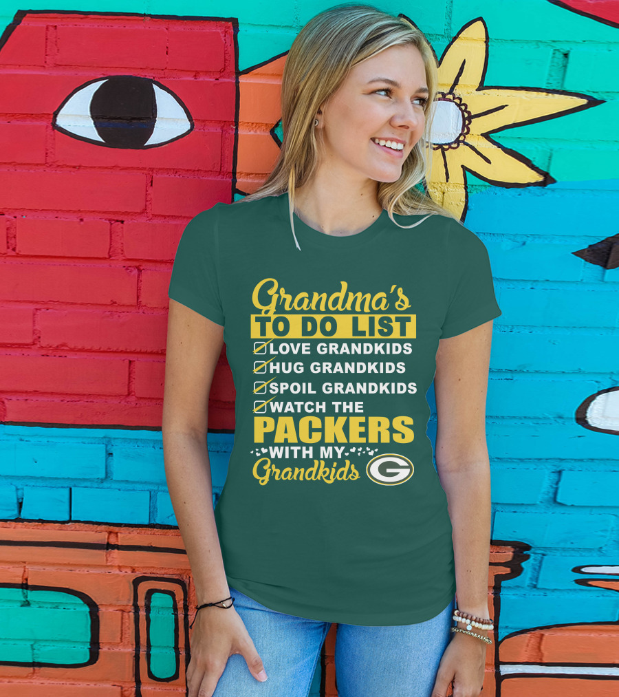 Grandma's To Do List Packers Watch With My Grandkids Green Bay Packers T-Shirt