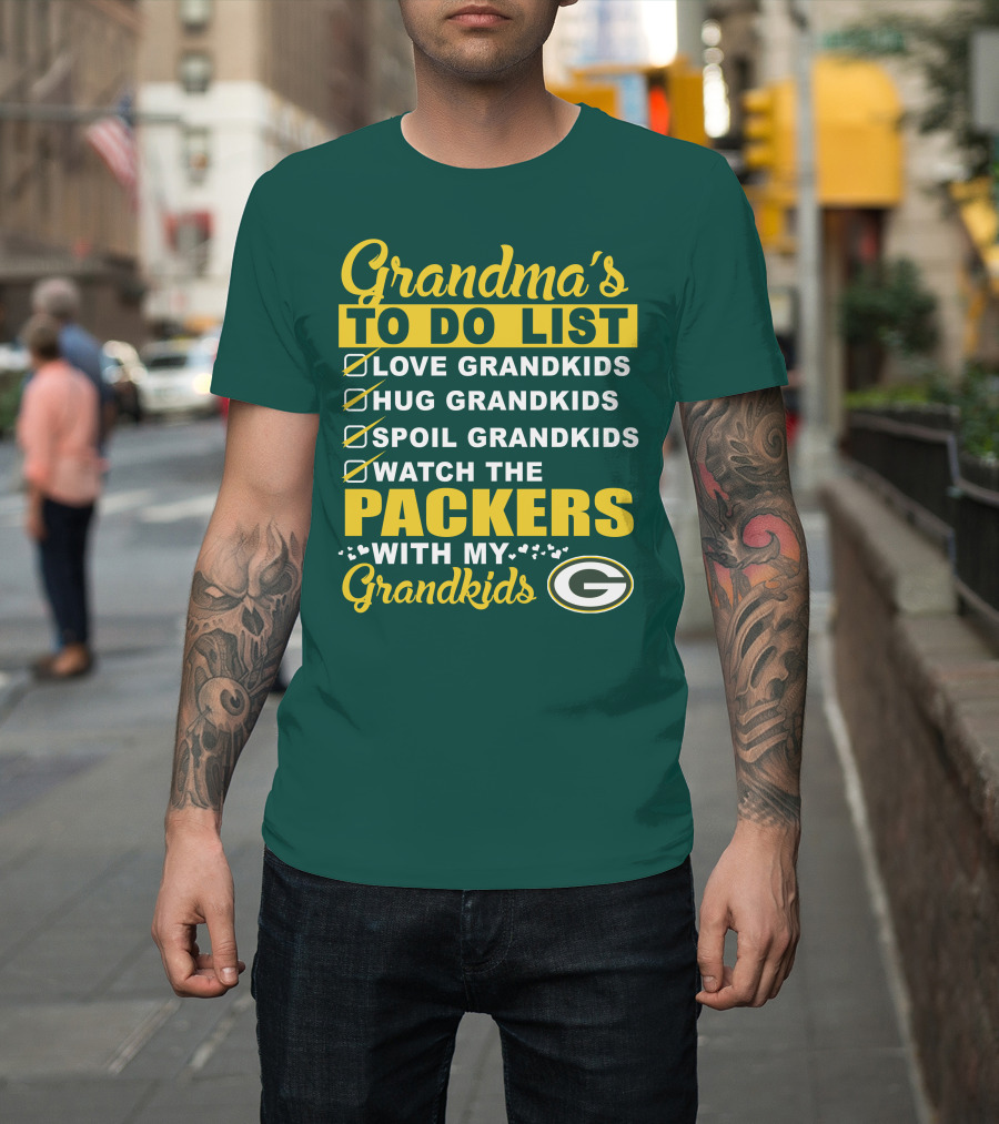 Grandma's To Do List Packers Watch With My Grandkids Green Bay Packers T-Shirt