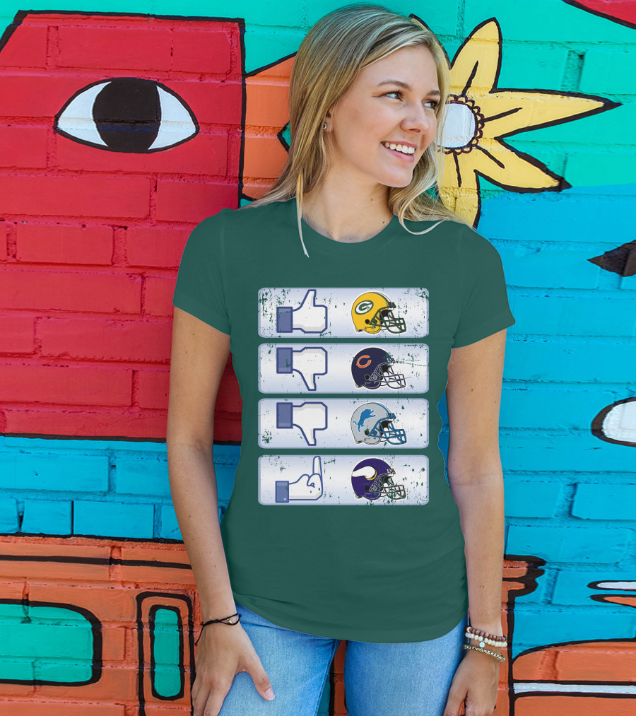 Green Bay Packers Chicago Bears Detroit Lions Minnesota Vikings Nfl Rivalry Icons T-Shirt