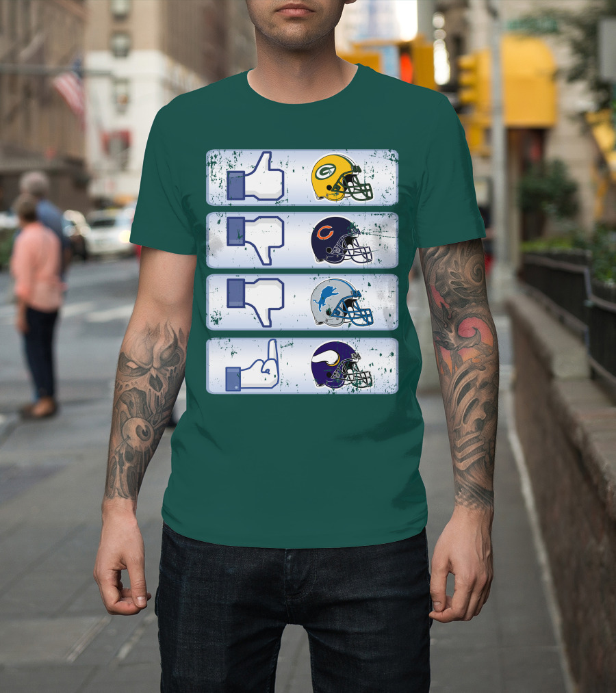 Green Bay Packers Chicago Bears Detroit Lions Minnesota Vikings Nfl Rivalry Icons T-Shirt