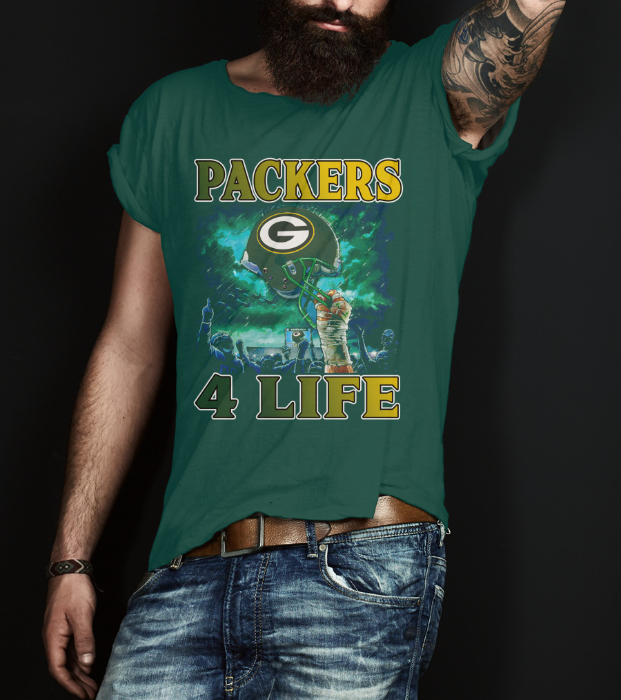 Packers 4 Life Green Bay Victory Helmet Celebration T-Shirt