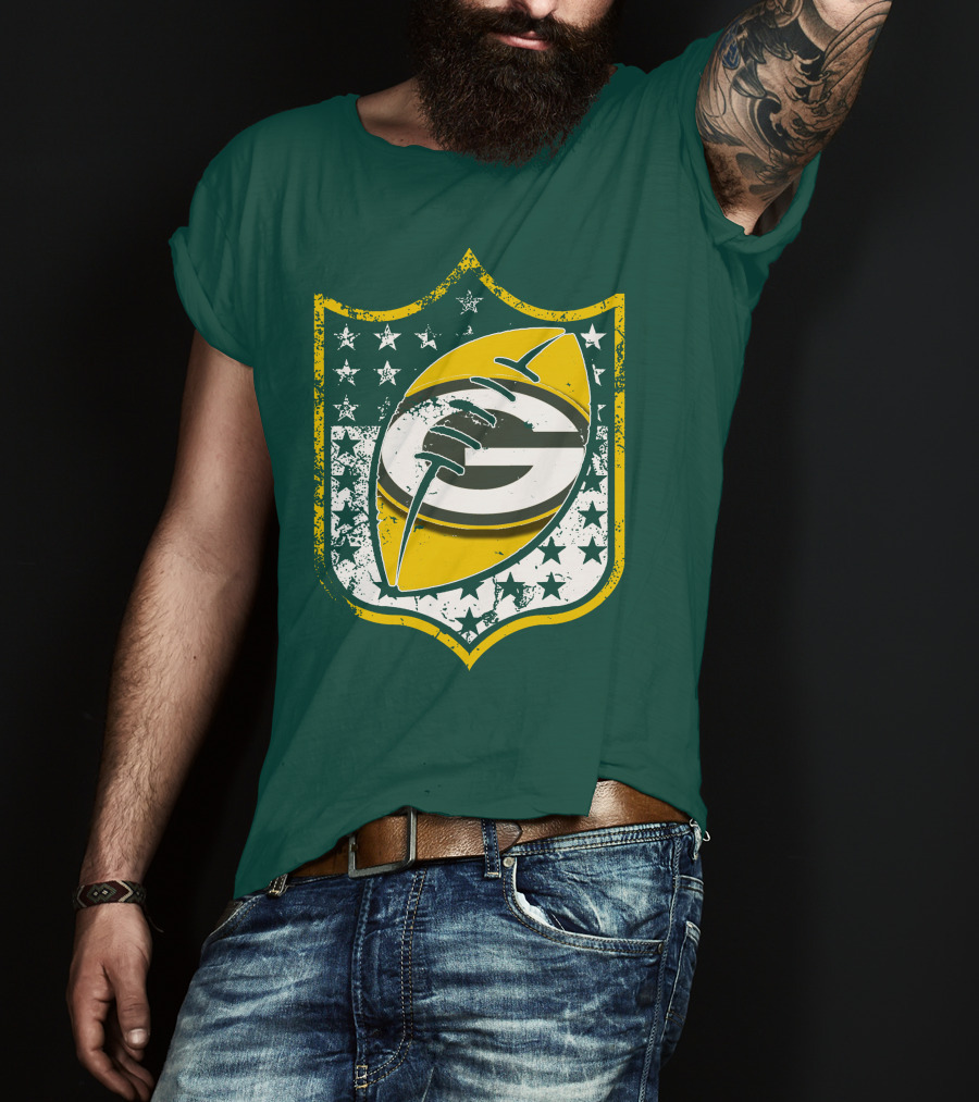 Green Bay Packers 33 Vintage Shield Football T-Shirt