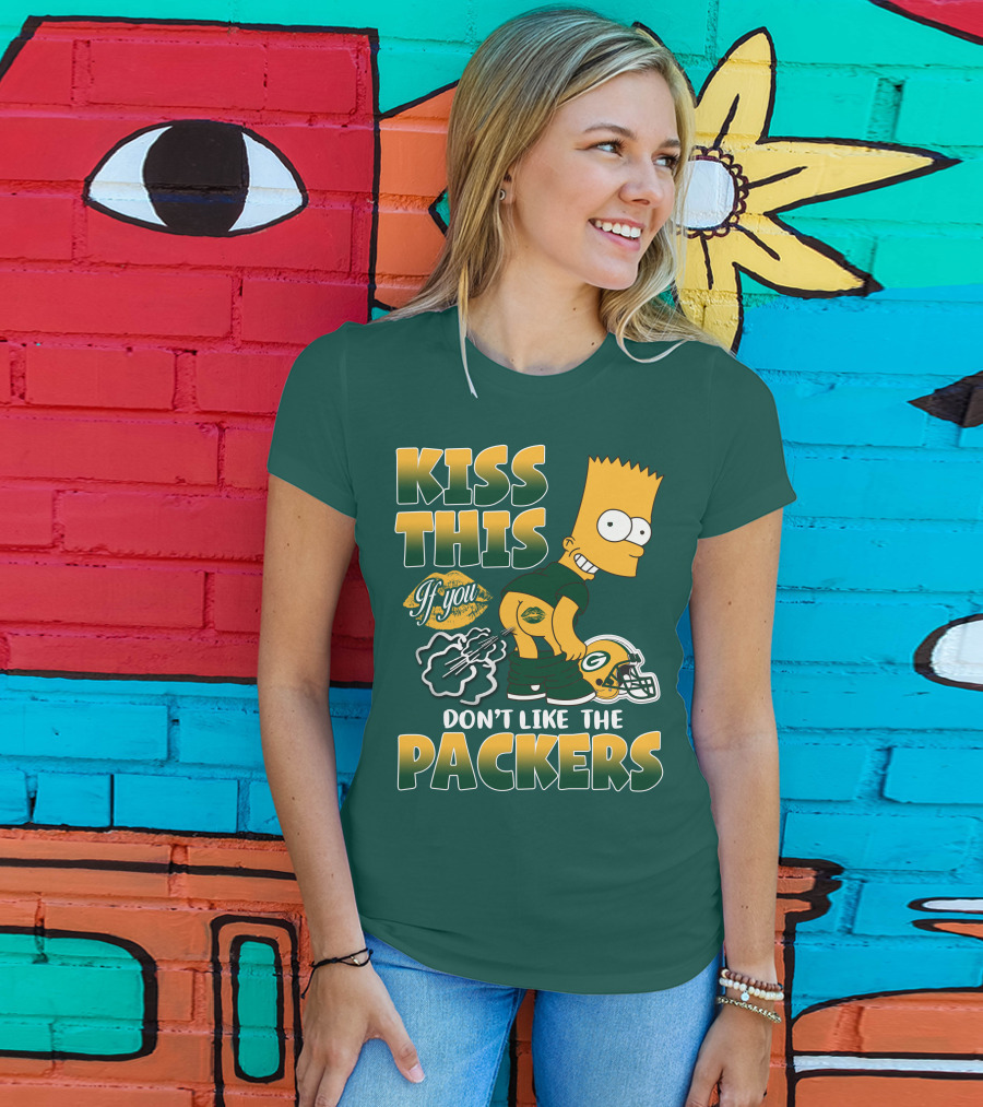 Green Bay Packers Kiss This Bart Simpson Don't Like The Packers T-Shirt