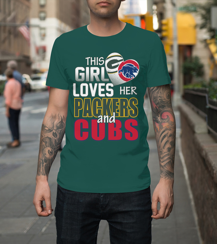 This Girl Loves Her Packers And Cubs T-Shirt