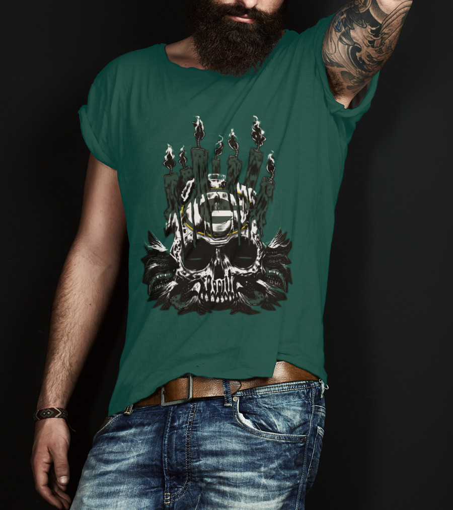 Green Bay Packers Skull Candle T-Shirt