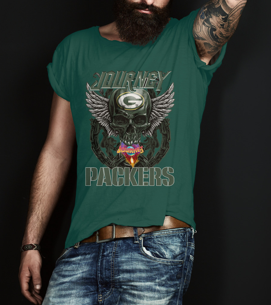 Journey Green Bay Packers Winged Skull Flame T-Shirt