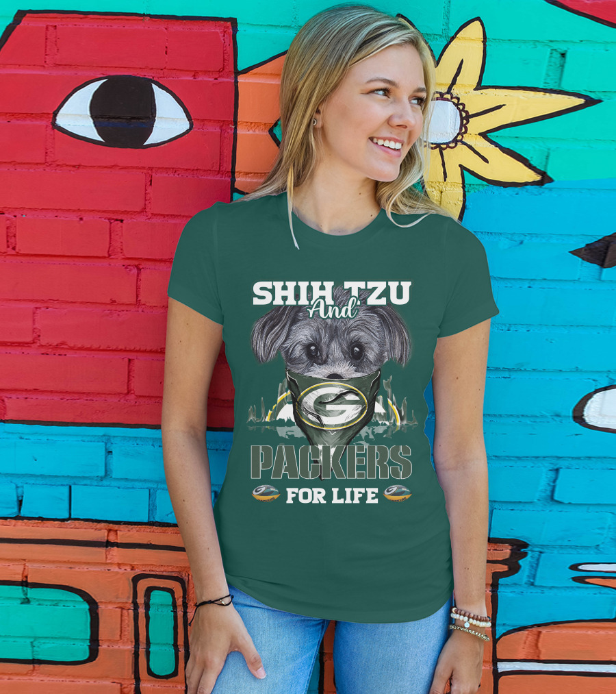 Shih Tzu And Packers For Life T-Shirt