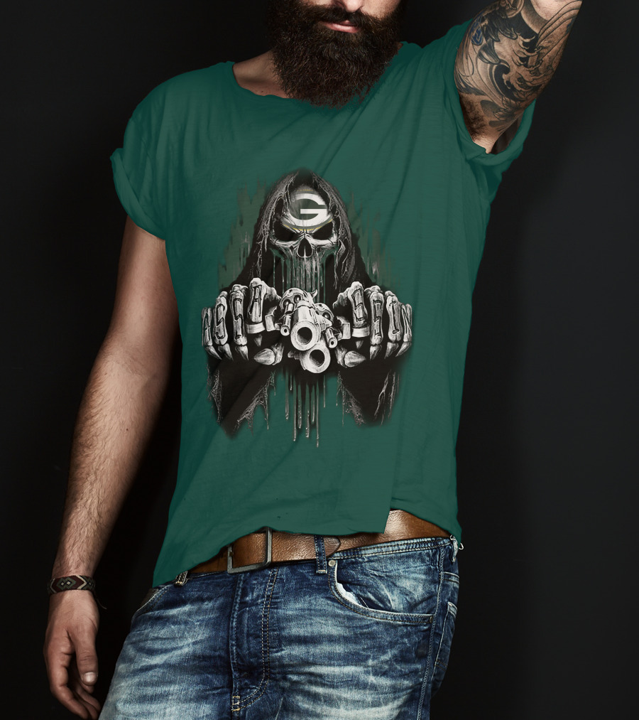 Green Bay Packers G Skull Grim Reaper 84 T-Shirt