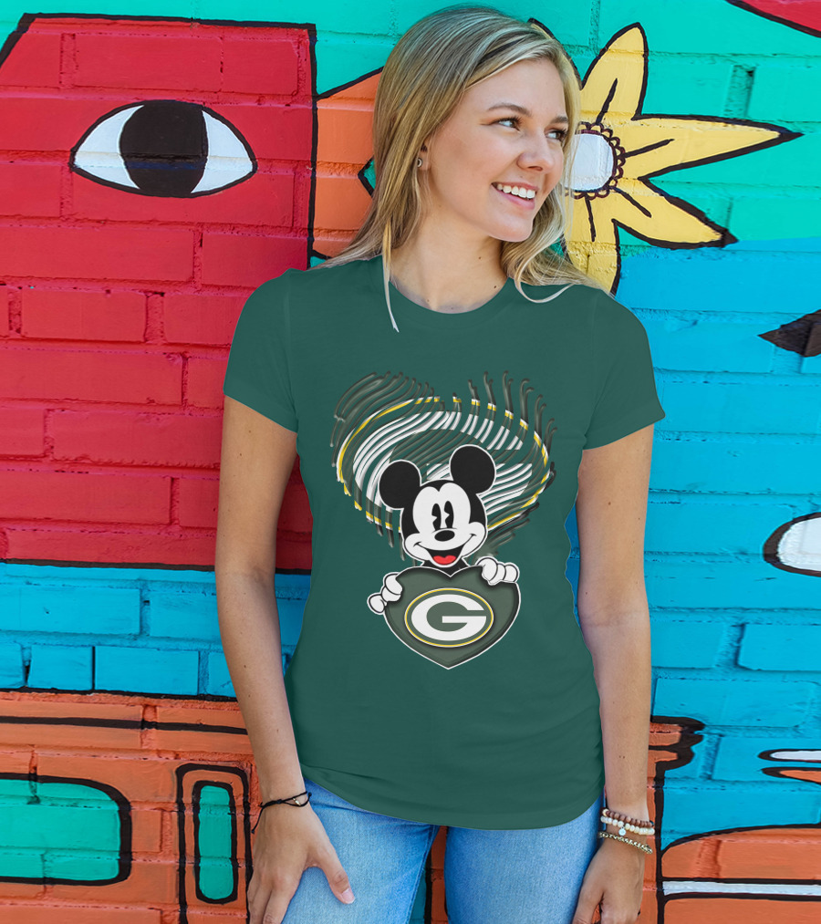 Mick Fan Embraces Green Bay Packers Heart T-Shirt