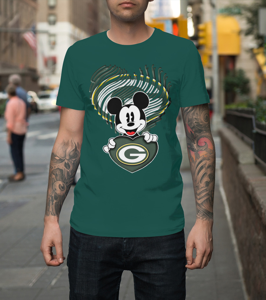 Mick Fan Embraces Green Bay Packers Heart T-Shirt
