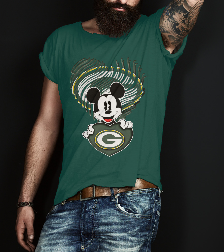 Mick Fan Embraces Green Bay Packers Heart T-Shirt