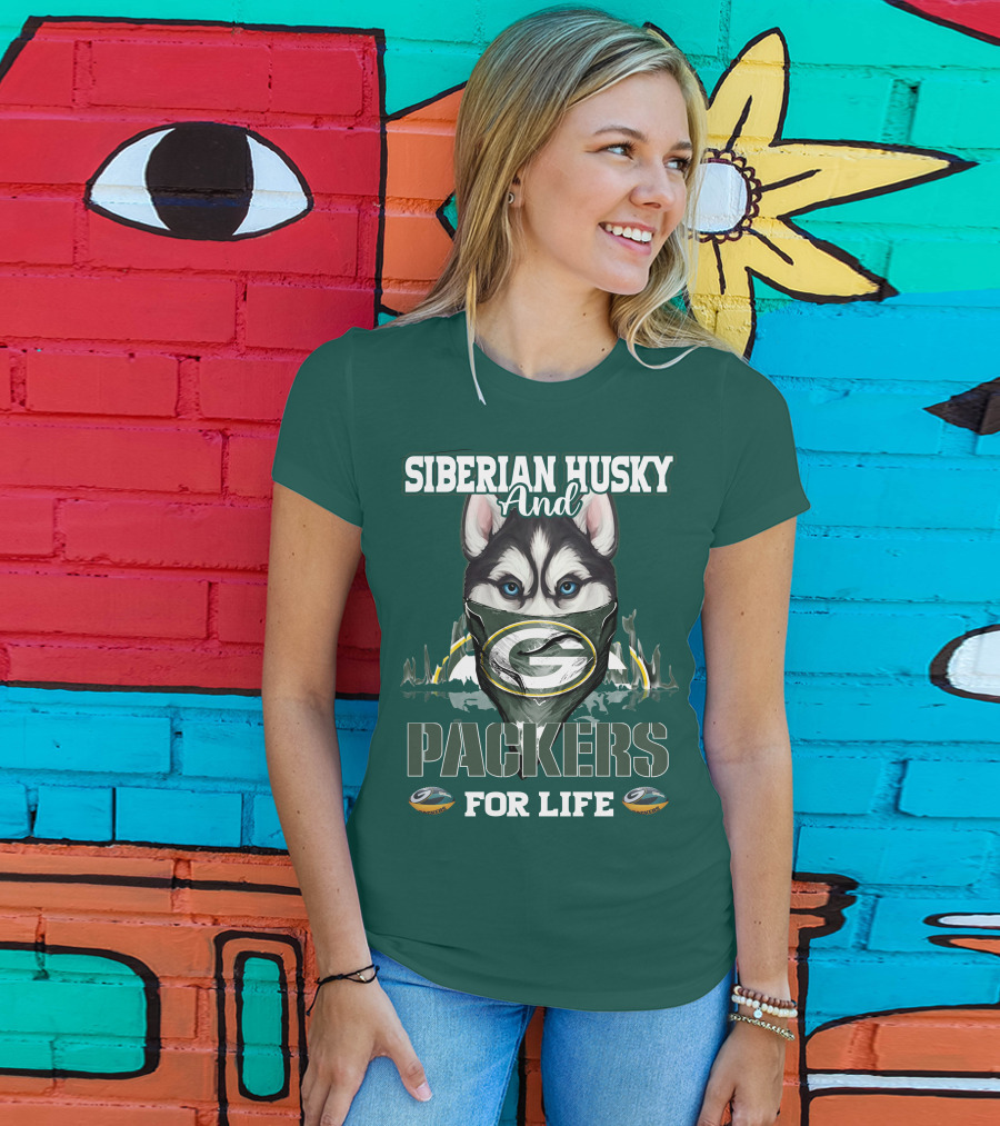 Siberian Husky And Packers For Life T-Shirt
