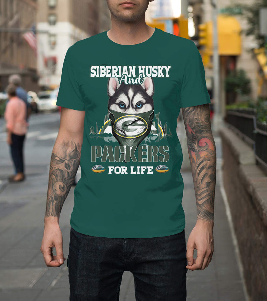 Siberian Husky And Packers For Life T-Shirt
